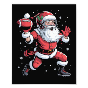 Santa Playing American Football Weihnachten Fotodruck