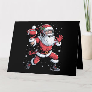 Santa Playing American Football Weihnachten Karte