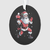 Santa Playing American Football Weihnachten Ornament (Vorderseite)