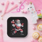 Santa Playing American Football Weihnachten Pappteller (Party)
