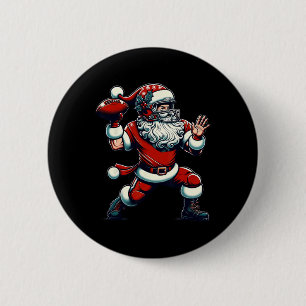 Santa Playing American Football Weihnachtsfrauen M Button