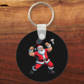 Santa Playing Badminton Funny Holiday Christmas Xm Schlüsselanhänger (Vorderseite)