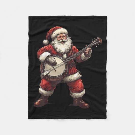 Santa Playing Banjo Funny Banjo Player Bluegr Chri Fleecedecke (Vorderseite)