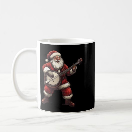 Santa Playing Banjo Funny Banjo Player Bluegr Chri Kaffeetasse (Links)