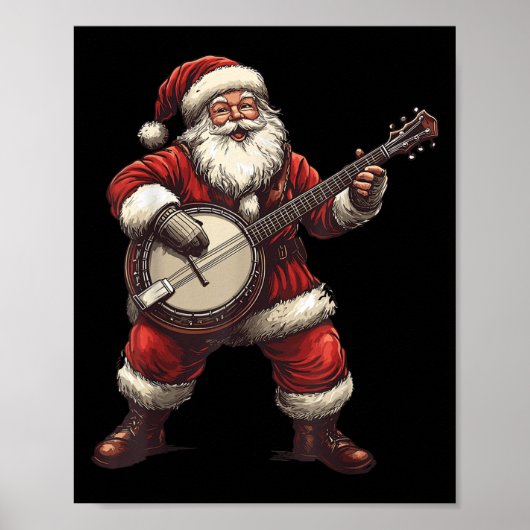 Santa Playing Banjo Funny Banjo Player Bluegr Chri Poster (Vorne)