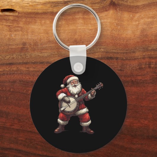 Santa Playing Banjo Funny Banjo Player Bluegr Chri Schlüsselanhänger (Vorderseite)