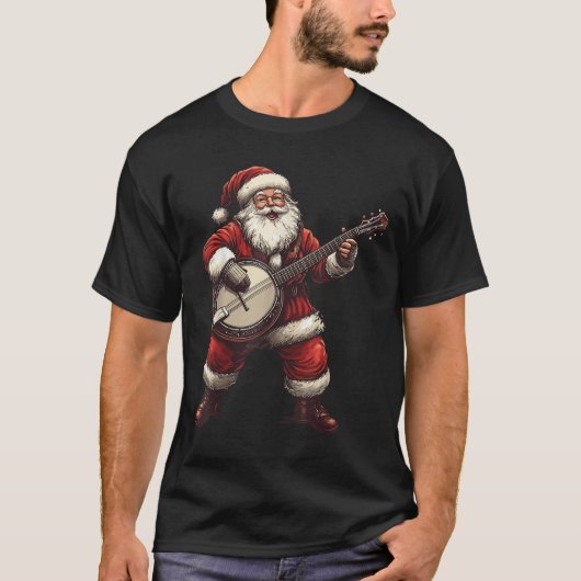 Santa Playing Banjo Funny Banjo Player Bluegr Chri T-Shirt (Vorderseite)