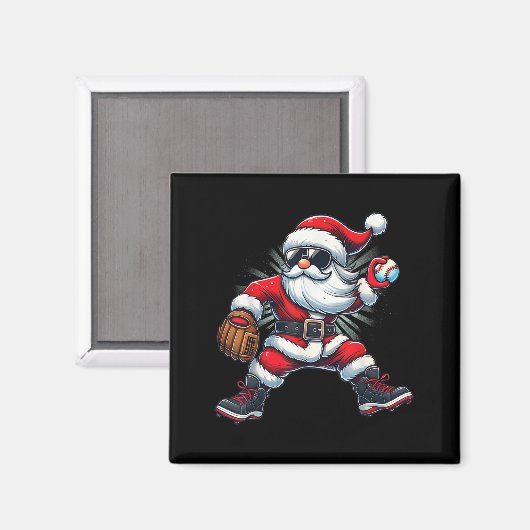 Santa Playing Baseball As Tcher Boys Kids Teens Ch Magnet (Vorderseite/Rückseite)