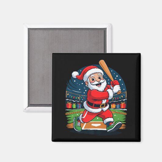 Santa Playing Baseball Funny Holiday Christmas Xma Magnet (Vorderseite/Rückseite)