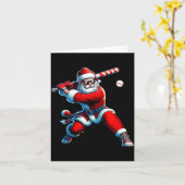 Santa Playing Baseball Men Boys Christmas Baseball Karte (Gelbe Blume)
