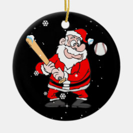 Santa Playing Baseball Pajama Shirt Baseball Keramik Ornament
