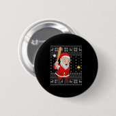 Santa Playing Baseball Softball Ugly Christmas Swe Button (Vorne & Hinten)