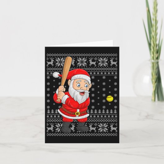 Santa Playing Baseball Softball Ugly Christmas Swe Karte (Vorderseite)