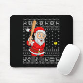 Santa Playing Baseball Softball Ugly Christmas Swe Mousepad (Mit Mouse)