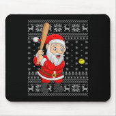 Santa Playing Baseball Softball Ugly Christmas Swe Mousepad (Vorne)