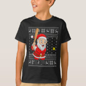 Santa Playing Baseball Softball Ugly Christmas Swe T-Shirt (Vorderseite)