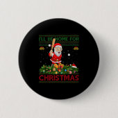 Santa Playing Baseball Ugly Xmas Sweater Style Chr Button (Vorderseite)