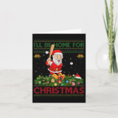 Santa Playing Baseball Ugly Xmas Sweater Style Chr Karte (Vorderseite)