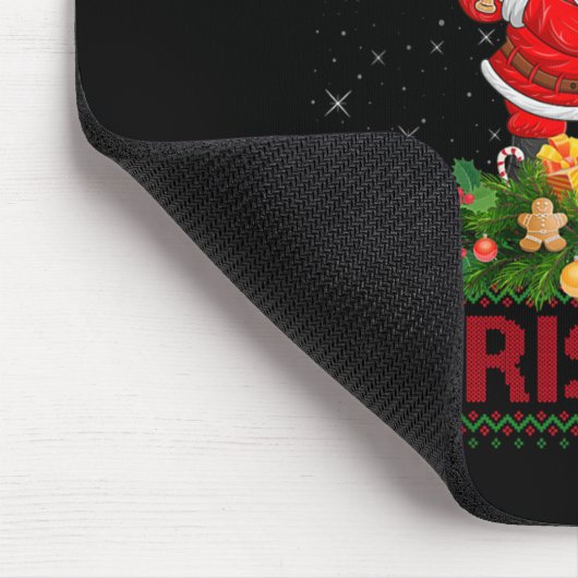 Santa Playing Baseball Ugly Xmas Sweater Style Chr Mousepad (Ecke)