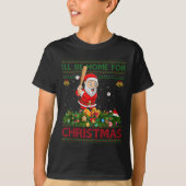 Santa Playing Baseball Ugly Xmas Sweater Style Chr T-Shirt (Vorderseite)