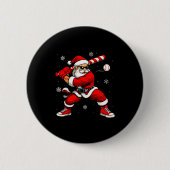 Santa Playing Baseball Xmas Funny Christmas Baseba Button (Vorderseite)