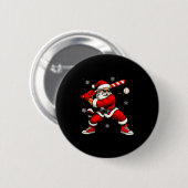 Santa Playing Baseball Xmas Funny Christmas Baseba Button (Vorne & Hinten)