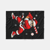 Santa Playing Baseball Xmas Funny Christmas Baseba Fleecedecke (Vorderseite (Horizontal))