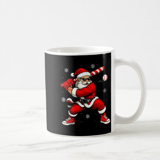 Santa Playing Baseball Xmas Funny Christmas Baseba Kaffeetasse (Rechts)