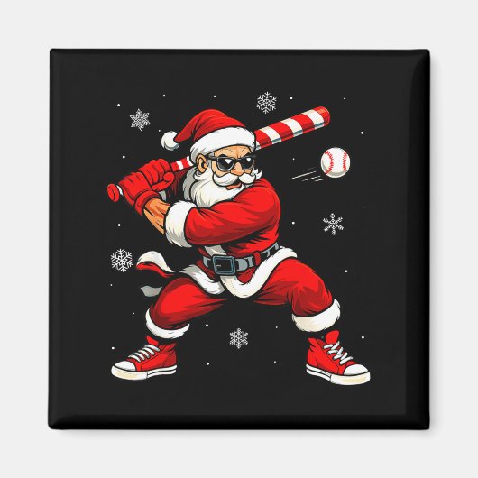 Santa Playing Baseball Xmas Funny Christmas Baseba Magnet (Vorne)
