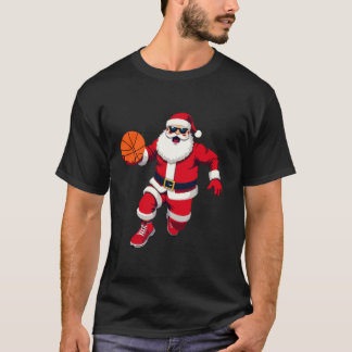 Santa Playing Basketball Funny Christmas Basketbal T-Shirt