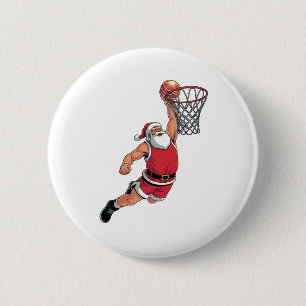 Santa Playing Basketball Weihnachten Sport Liebhab Button