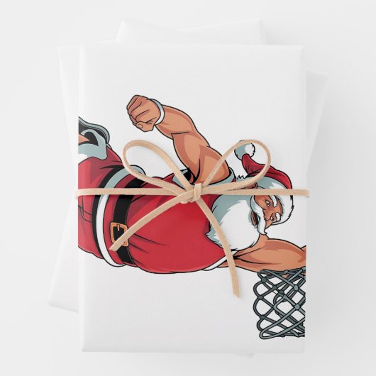 Santa Playing Basketball Weihnachten Sport Liebhab Geschenkpapier Set (Beispiel)