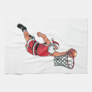 Santa Playing Basketball Weihnachten Sport Liebhab Geschirrtuch