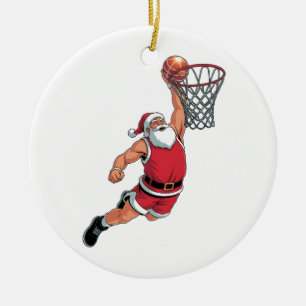 Santa Playing Basketball Weihnachten Sport Liebhab Keramik Ornament