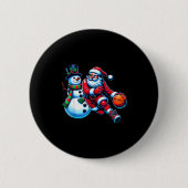 Santa Playing Basketball With A Snowman Christmas Button (Vorderseite)