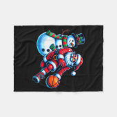Santa Playing Basketball With A Snowman Christmas  Fleecedecke (Vorderseite (Horizontal))