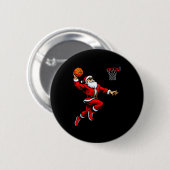Santa Playing Basketball Xmas Funny Christmas Bask Button (Vorne & Hinten)