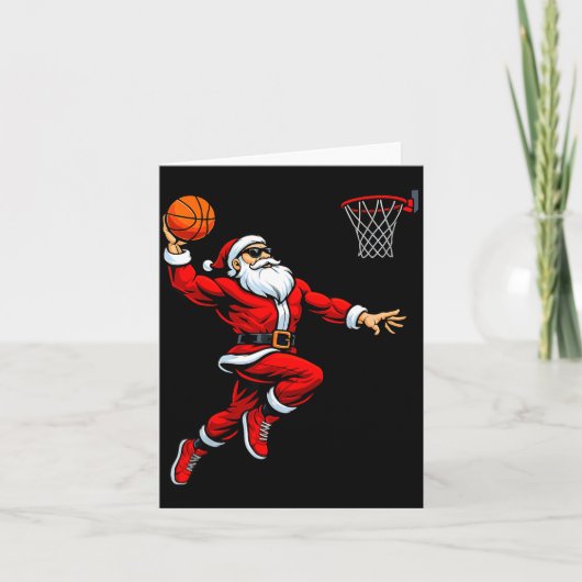 Santa Playing Basketball Xmas Funny Christmas Bask Karte (Vorderseite)