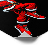 Santa Playing Basketball Xmas Funny Christmas Bask Poster (Ecke)