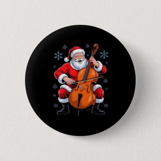 Santa Playing Cello Funny Holiday Chrismas Xmas Pa Button (Vorderseite)