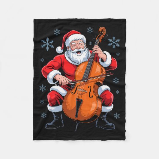 Santa Playing Cello Funny Holiday Chrismas Xmas Pa Fleecedecke (Vorderseite)