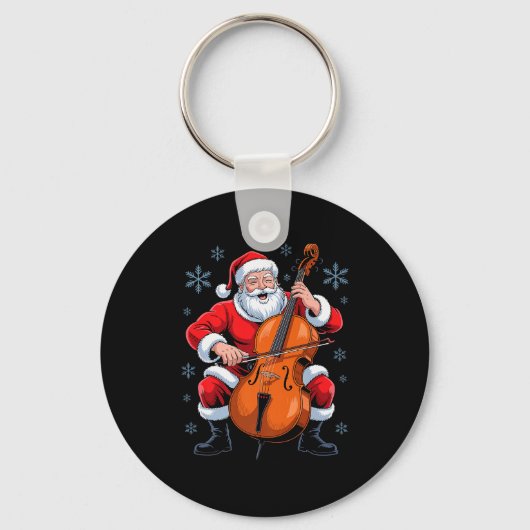 Santa Playing Cello Funny Holiday Chrismas Xmas Pa Schlüsselanhänger (Vorderseite)