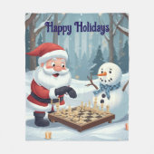 Santa playing chess with a snowman Fleece Blanket (Vorderseite)