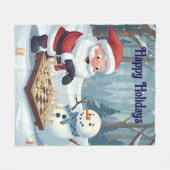 Santa playing chess with a snowman Fleece Blanket (Vorderseite (Horizontal))