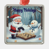 Santa playing chess with a snowman Ornament (Vorne)