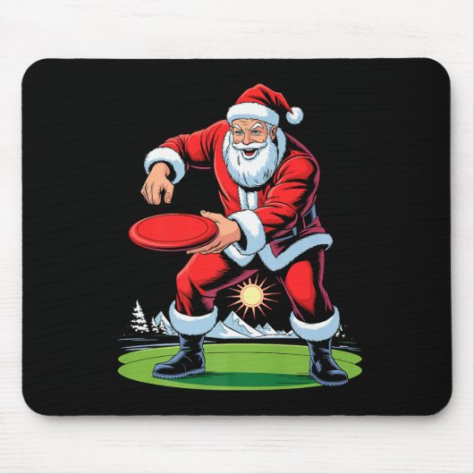 Santa Playing Disc Golf Funny Holiday Christmas Xm Mousepad