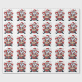 Santa Playing Drums Christmas Drummer Xmas Geschenkpapier (Flach)