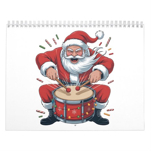 Santa Playing Drums Christmas Drummer Xmas  Kalender (Titelbild)