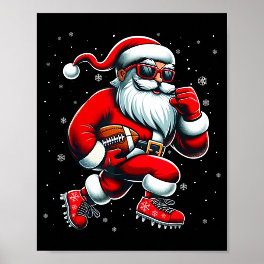 Santa Playing Football Men Boys Christmas Football Poster (Vorne)