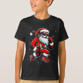 Santa Playing Football Men Boys Christmas Football T-Shirt (Vorderseite)